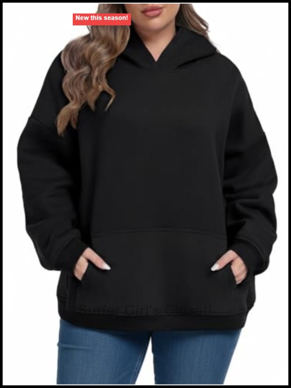 Plus Size Fleece Lined Hoodie Oversized Cotton Blend Sweatshirt